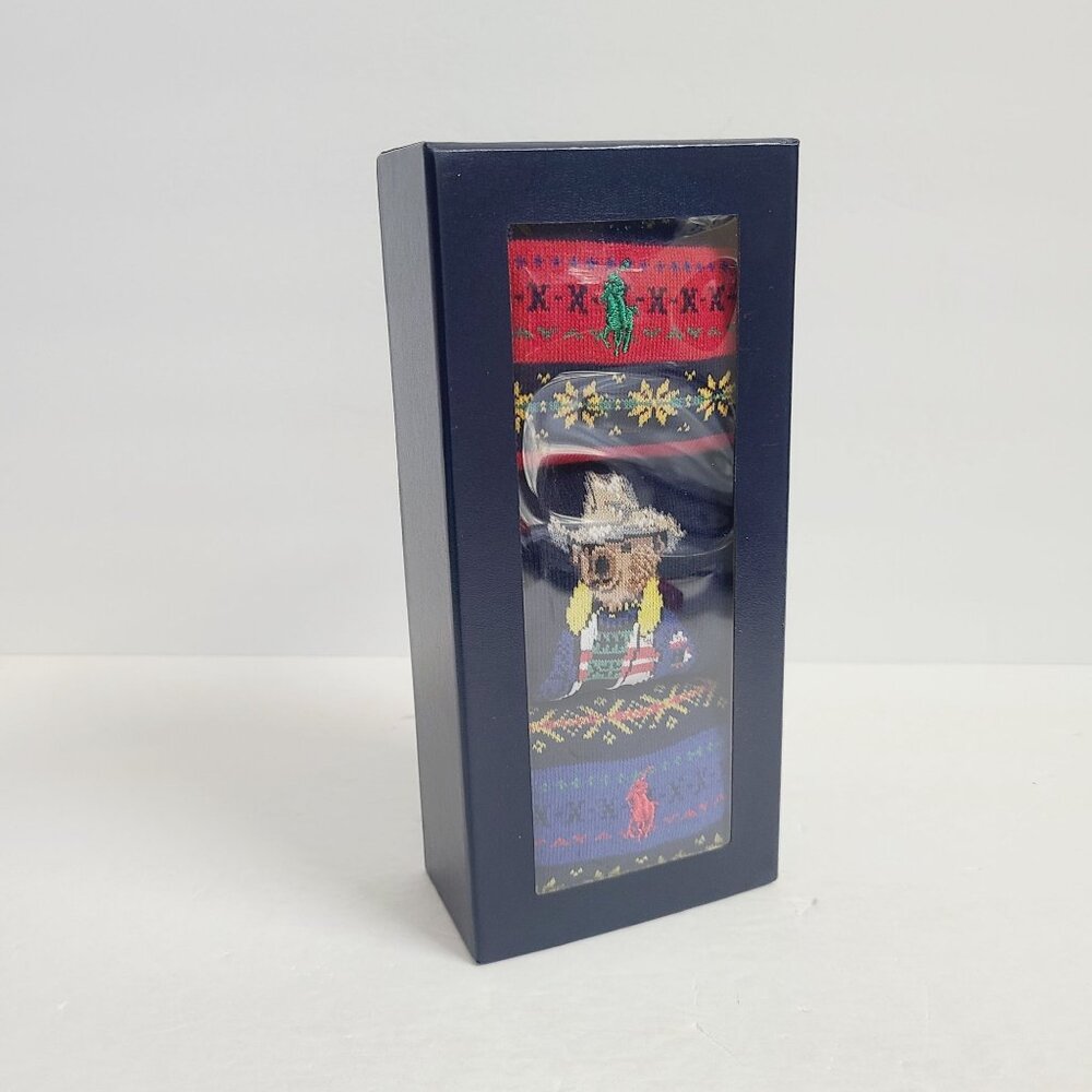 Polo Ralph Lauren Cowboy Bear Fair Isle Socks 3 Pair Gift Box Set - Picture 2 of 3
